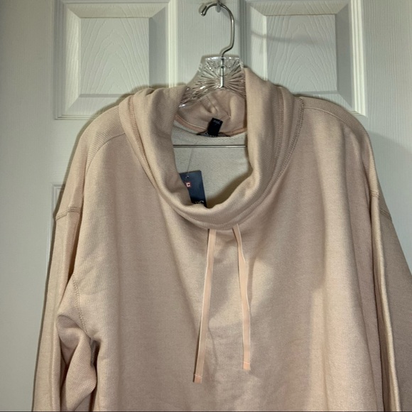 NWT Chaps Pink/Tan Knit Drawstring Cowl Neck Pullover Sweater size 2X - Picture 5 of 10